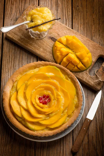 Tort Mango Cremă Lămâie Băț Vanilie — Fotografie, imagine de stoc