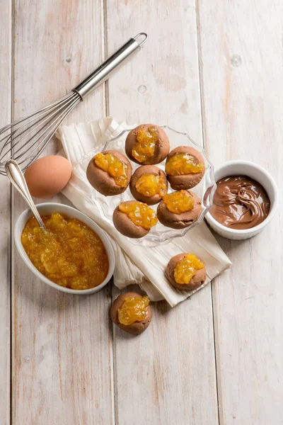 Cocoa Cookies Orange Marmalade — Stock Photo, Image