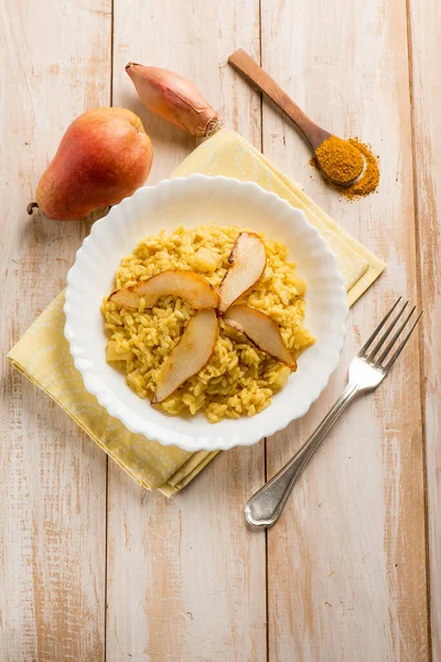 Risotto Con Curry Peras — Foto de Stock