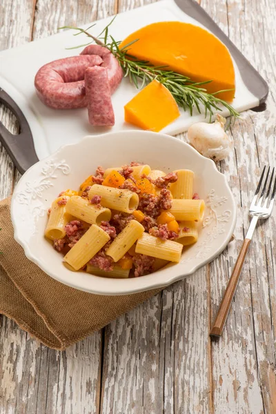 Pasta Con Salsiccia Zucca — Foto Stock