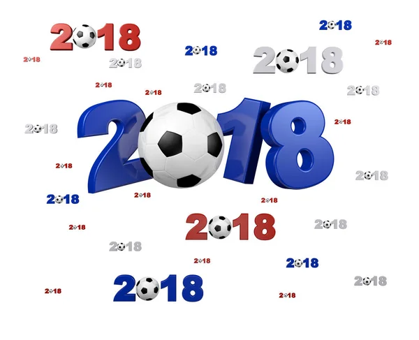 几个蓝色红色和白色橄榄球2018设计以白色背景 — 图库照片