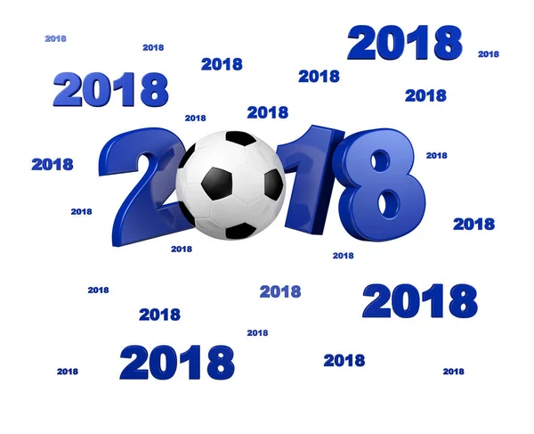 Muchos Diseños Fútbol Azul 2018 Con Fondo Blanco —  Fotos de Stock
