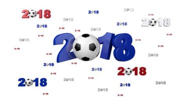 Çok kırmızı ve beyaz futbol 2018 tasarımlar sonsuz dönüş topları ile mavi