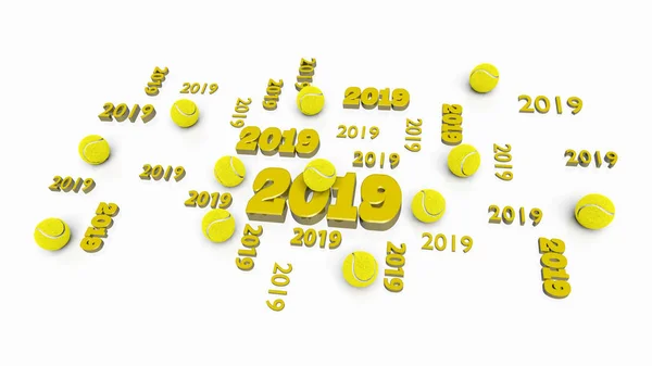 Verschillende Ontwerpen Van Tennis 2019 Met Enkele Ballen Een Witte — Stockfoto