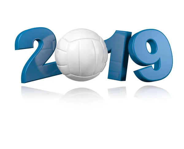 Volleyboll 2019 Design Med Vit Bakgrund — Stockfoto