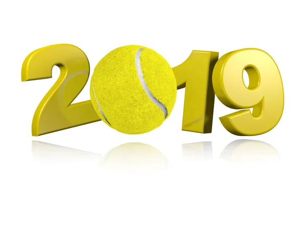 Tenis topu 2019 tasarım bir beyaz arka plan ile