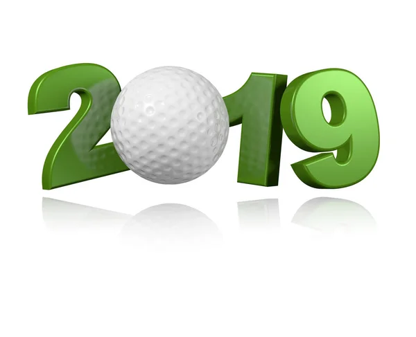 Golf topu 2019 tasarım bir beyaz arka plan ile