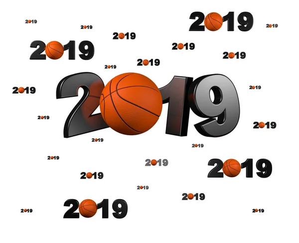 Nombreux Dessins Basket Ball 2019 Avec Nombreuses Boules Sur Fond — Photo