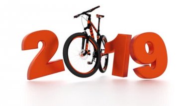 Beyaz arka plan üzerinde sonsuz dönüşümlü olarak tekerlekli bisiklet 2019 tasarım
