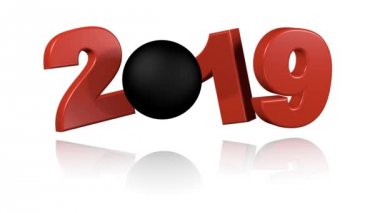 Beyaz arka plan üzerinde sonsuz dönüşümlü olarak topu 2019 tasarım squash