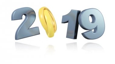 Beyaz arka plan üzerinde sonsuz dönüş tasarımında alyans 2019