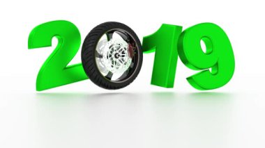 Motosiklet spor tekerlek 2019 tasarım beyaz arka plan üzerinde sonsuz dönüşümlü olarak