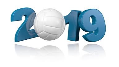 Beyaz arka plan üzerinde sonsuz dönüş tasarımında voleybol 2019 açılan menüsü