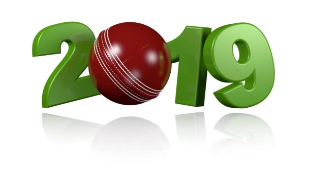 Diseño Emergente Cricket Ball 2019 Rotación Infinita Sobre Fondo Blanco — Vídeos de Stock