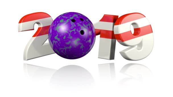 Bowlingball 2019 Popup Design Unendlicher Rotation Auf Weißem Hintergrund — Stockvideo