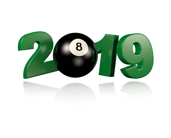 Billiard Ball 2019 Design White Background — Stock Photo, Image