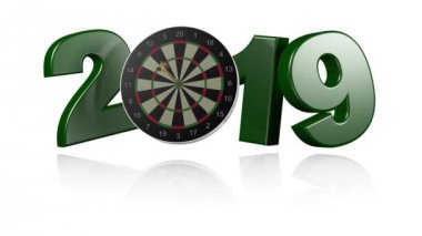 Dart hedef 2019 Popup tasarım beyaz arka plan üzerinde sonsuz dönüşümlü olarak