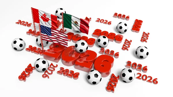 Right View Many 2026 Designs Canadian Mexican Usa Flags Some — Stock Photo, Image