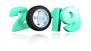 Araba spor tekerlek 2019 Popup tasarım beyaz arka plan üzerinde sonsuz dönüşümlü olarak
