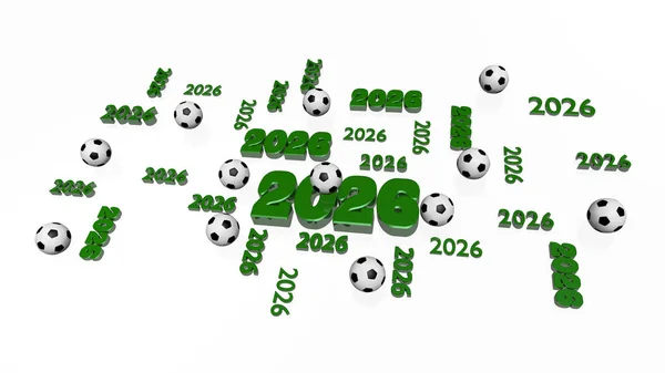 Diversi Disegni Calcio 2026 Con Alcune Palle Sfondo Bianco — Foto Stock