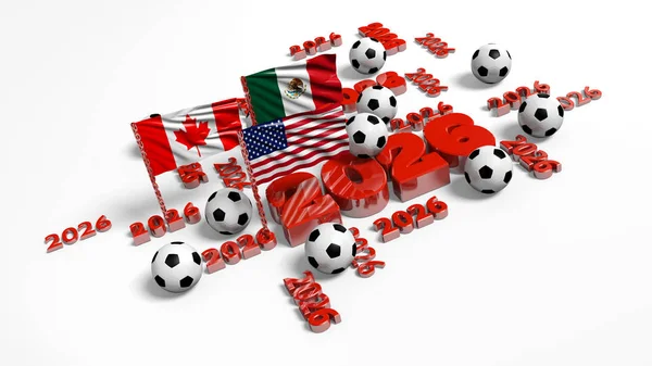 Vista Esquerda Muitos Projetos 2026 Com Bandeiras Mexicanas Canadenses Dos — Fotografia de Stock