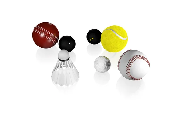 Some small Sport Balls like Tennis Golf Squash and others with a white Background