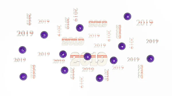 白の背景にいくつかのボールをいくつかのボーリング 2019 デザインの平面図 — ストック写真