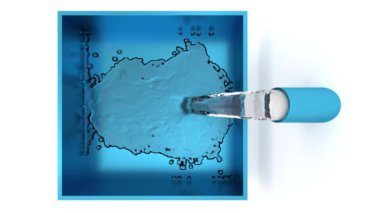 O bir beyaz arka plan ile su doldurma yukarıya görünümü Meydanı mavi Tank top