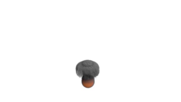 白い背景のオレンジ球上の背の高い暗い煙 — ストック動画