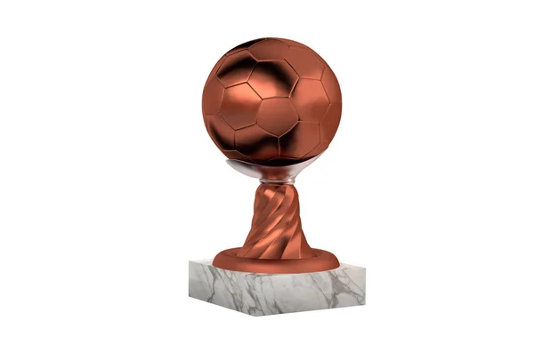 Fußball Bronze Trophäe Mit Marmorsockel Auf Weißem Hintergrund — Stockfoto