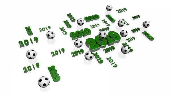 Lots Football 2019 Designs Several Balls White Background — Stock Photo, Image