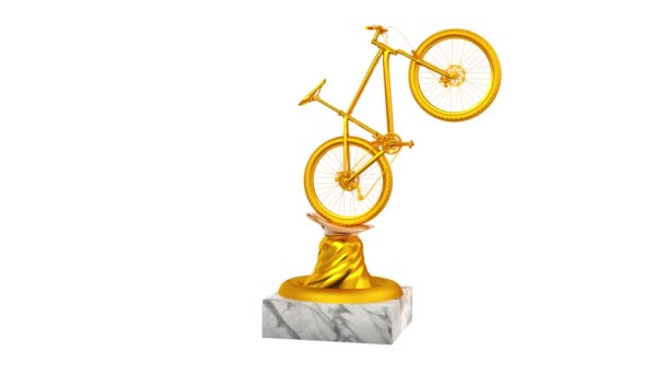 Trofeo Mountain Bike Gold Con Base Marmo Rotazione Infinita Fondo — Video Stock