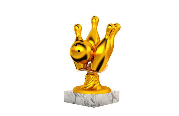 Bowling Gold Trophy with Marble Base on a white background