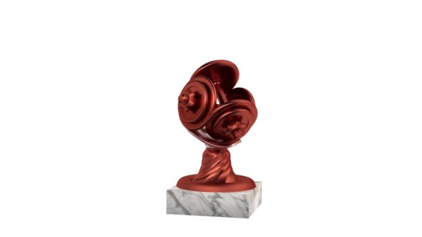 Hantle Bronze Trophy Marmuru Baz Nieskończonej Rotacji Białym Tle — Wideo stockowe
