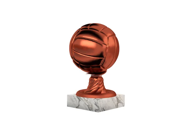 Volleyball Bronze Trophy Marble Base White Background — Stock Photo, Image