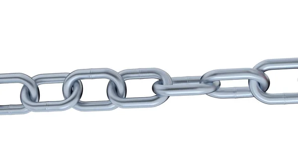 One Metallic Chain Big Links White Background — Stock Photo, Image