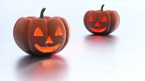 Två Cool Och Dålig Halloweenpumpor Med Vit Bakgrund — Stockfoto