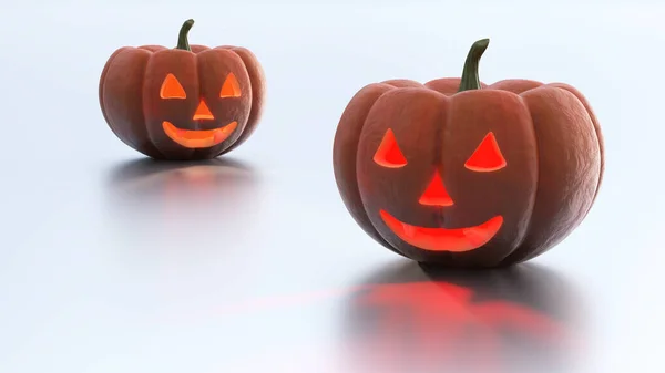 Två Dåliga Och Cool Halloweenpumpor Med Vit Bakgrund — Stockfoto