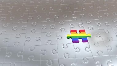 Bir gökkuşağı bulmaca birçok gri parçalar kaçış parça üzerinde yakınlaştırma