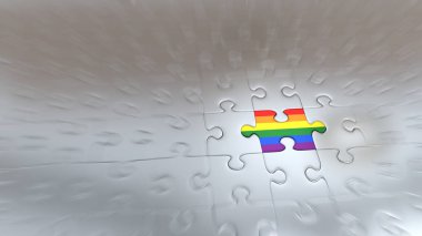Bir gökkuşağı bulmaca parça diğer gümüş parçaları içinde etkisi zoom