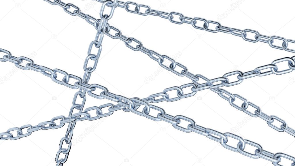 Five Metal Chains with a white background