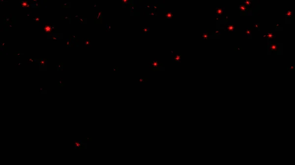 Eső Éles Apró Piros Branchs Csillag Fekete Háttérrel — Stock Fotó