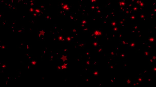 Grosse pluie d'étoiles rouges aigües à cinq branches avec canal Alpha 