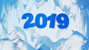 Bir mavi tonlu Iced mağara içinde büyük 2019 mavi tasarım