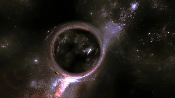 Großer Gravitationsvergrößerungseffekt Vor Nebel Und Sternen Weltraum — Stockfoto