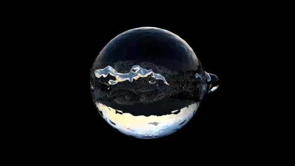 Сквозь Пузырь Воды Черным Фоном — стоковое видео