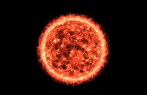 大沸騰と赤く Balck の背景を持つ太陽 — ストック写真