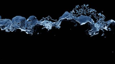 Hafif mavi sıvı köpüren siyah bir arka plan resmiyle yarısı boyunca