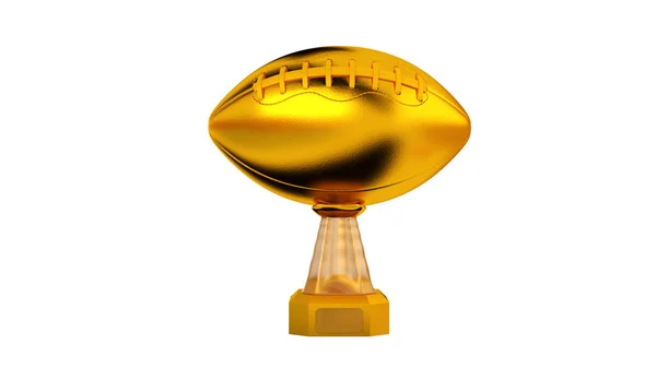 Front View American Football Gold Trophy White Background — Zdjęcie stockowe