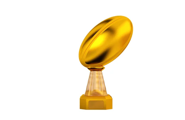 Front View Rugby Gold Trophy White Background — Stock Photo, Image